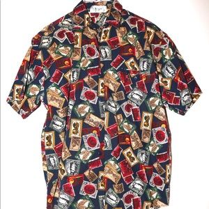VINTAGE travel stamp button up shirt